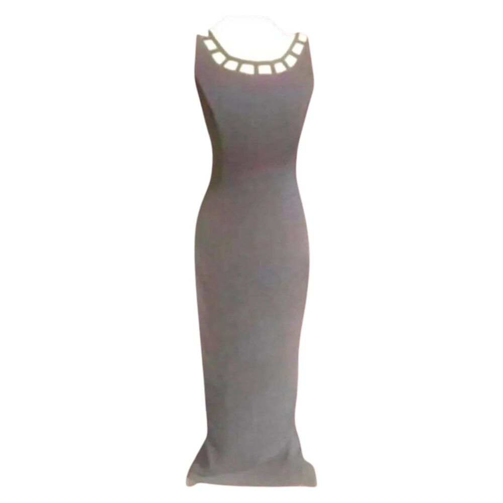 Vintage Rex Lester Black Cutout Maxi Column Gown Size 2